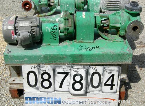 Used Viking Heavy Duty Rotary Pump, Model KK4724, 316 Stainless Steel. Approximately 50 gallons per minute at 420 rpm. 2" diameterinlet/outlet. Driven by a 5 hp, 3/60/230/460 volt, 1735 rpm XP motor....