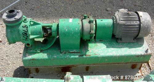 Used Viking Heavy Duty Rotary Pump, Model KK4724, 316 Stainless Steel. Approximately 50 gallons per minute at 420 rpm. 2" diameterinlet/outlet. Driven by a 5 hp, 3/60/230/460 volt, 1735 rpm XP motor....