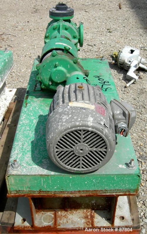 Used Viking Heavy Duty Rotary Pump, Model KK4724, 316 Stainless Steel. Approximately 50 gallons per minute at 420 rpm. 2" diameterinlet/outlet. Driven by a 5 hp, 3/60/230/460 volt, 1735 rpm XP motor....