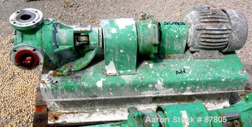 Used Viking Heavy Duty Rotary Pump, Model KK4724, 316 Stainless Steel. Approximately 50 gallons per minute at 420 rpm. 2" diameterinlet/outlet. Driven by a 5 hp, 3/60/230/460 volt, 1735 rpm XP motor....