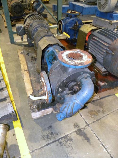 Used Viking Industrial Duty Rotary Gear Positive Displacement Pump, model LL124A, carbon steel. Approximately 140 gallons per minute at 520 rpm. 3" diameter inlet/outlet, pressure relief cover. Drive...
