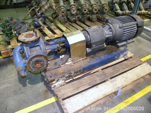Used Viking Industrial Duty Rotary Gear Positive Displacement Pump, model LL125, carbon steel. Approximately 135 gallons per minute at 640 rpm. 3" diameter inlet/outlet, pressure relief cover. Driven...