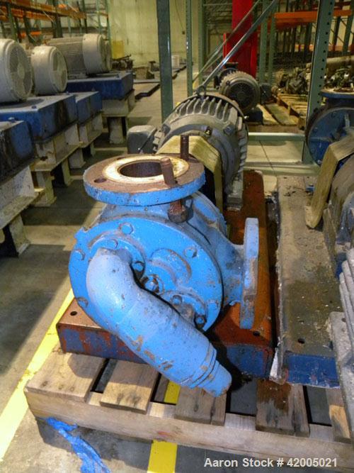 Used Viking Industrial Duty Rotary Gear Positive Displacement Pump, model LL125, carbon steel. Approximately 135 gallons per minute at 640 rpm. 3" diameter inlet/outlet, pressure relief cover. Driven...