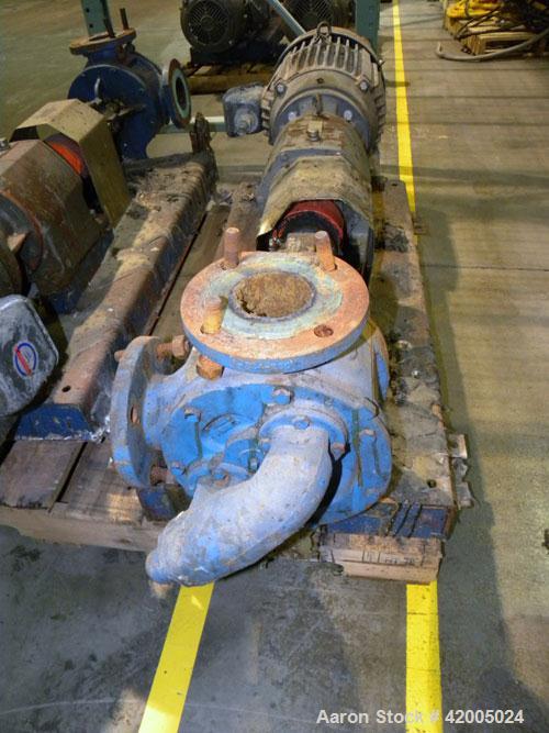 Used Viking Industrial Duty Rotary Gear Positive Displacement Pump, model LL125, carbon steel. Approximately 135 gallons per minute at 640 rpm. 3" diameter inlet/outlet, pressure relief cover. Driven...