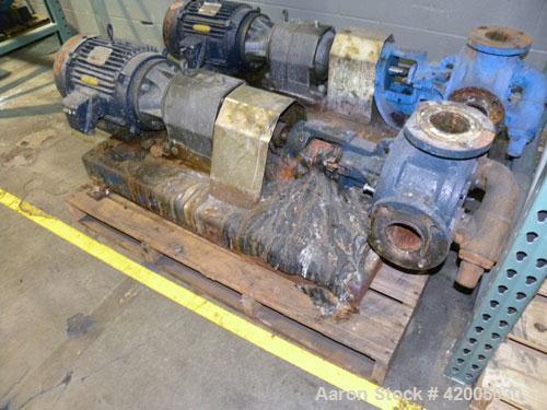 Used Viking Industrial Duty Rotary Gear Positive Displacement Pump, model LL125, carbon steel. Approximately 135 gallons per minute at 640 rpm. 3" diameter inlet/outlet, pressure relief cover. Driven...