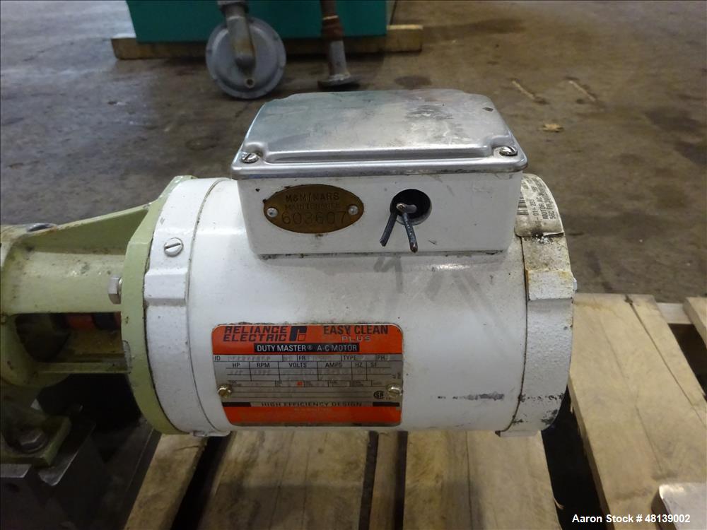 Used Viking Duralobe Bi-Rotor Positive Displacement Pump, Model R2S, 316 Stainless Steel. Approximate 26 gallons per minute. 1-1/2" Inlet & outlet, (2) rotors. Driven by a 0.5hp, 3/60/208-230/460 vol...