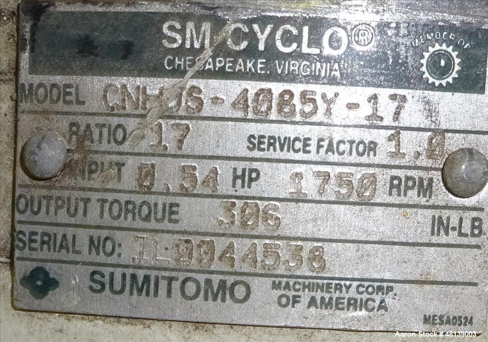 Used Viking Duralobe Bi-Rotor Positive Displacement Pump, Model R2S, 316 Stainless Steel. Approximate 26 gallons per minute. 1-1/2" Inlet & outlet, (2) rotors. Driven by a 0.5hp, 3/60/208-230/460 vol...