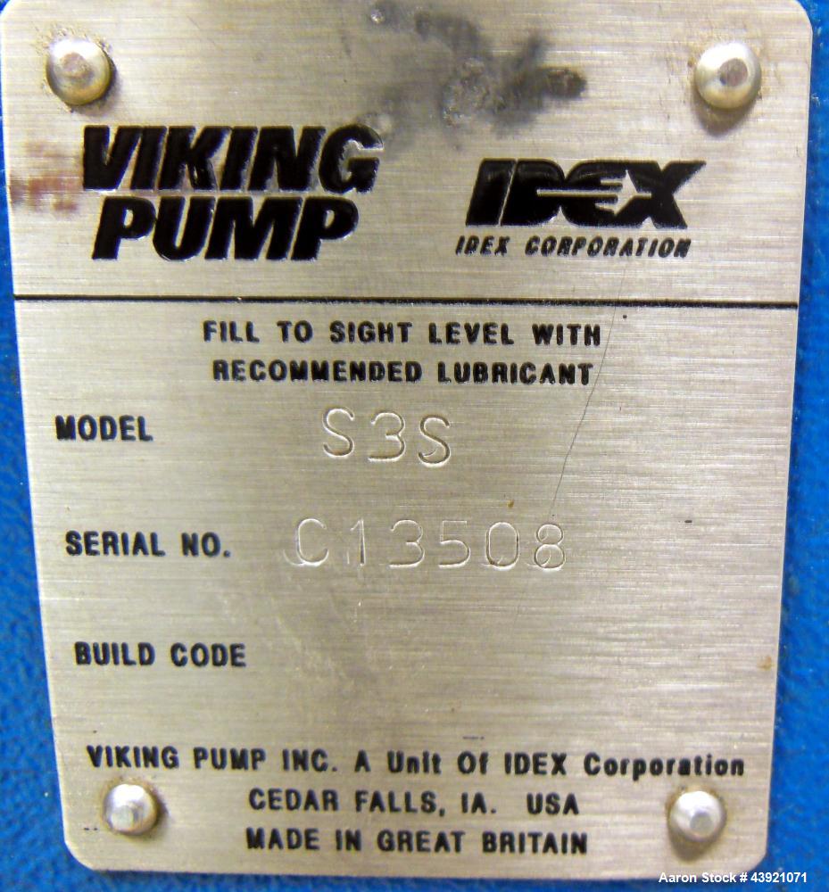 Used Stainless Steel Viking Duralobe Positive Displacement Pump, Model S3S