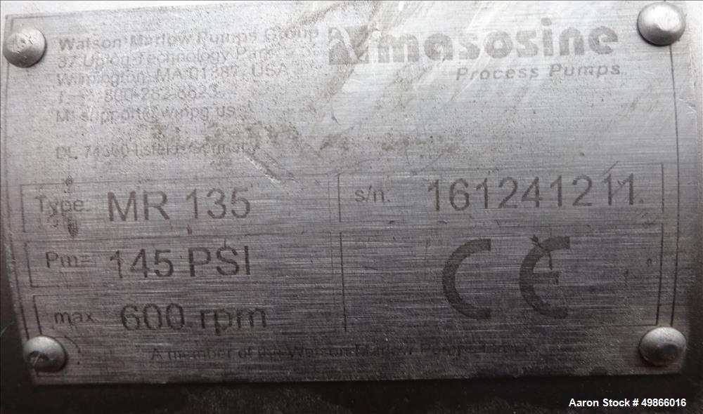 Used Watson Marlow Masosine Sine Rotary Positive Displacement Pump, Type MR 135