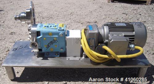 Used Waukesha Rotary Positive   Displacement  Pump, Model 006, 316 Stainless Steel. Approximately 6 gallons per minute at 200 psi at 800 rpm capacity, .0082 gallon displacement per revolution. 1 1/2"...