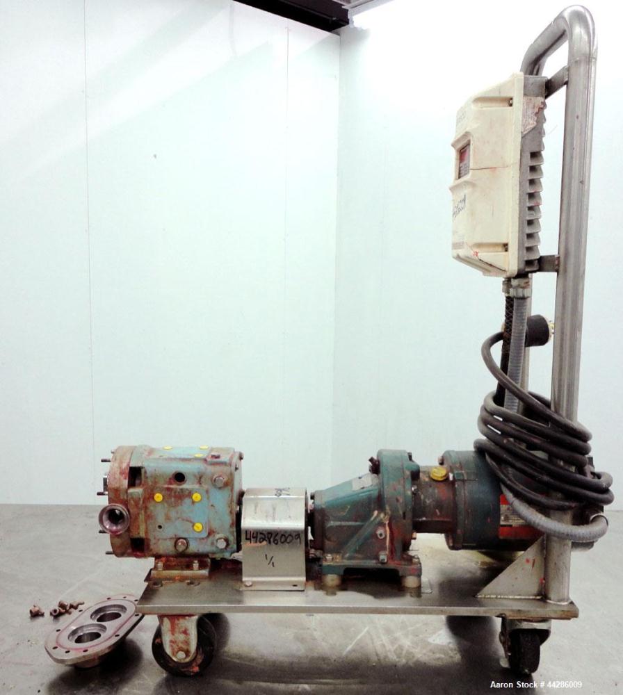 Used- Stainless Steel Waukesha Rotary Positive Displacement Pump, Model 006