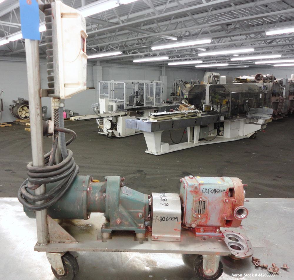 Used- Stainless Steel Waukesha Rotary Positive Displacement Pump, Model 006