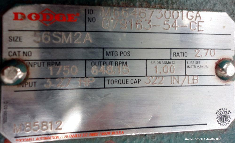 Used Waukesha Rotary Positive Displacement Pump, Model 015, 316 Stainless Steel. Approximately 10 gallons per minute at 100 psi at 600 rpm capacity, (.013) gallon displacement per revolution. 1-1/2” ...