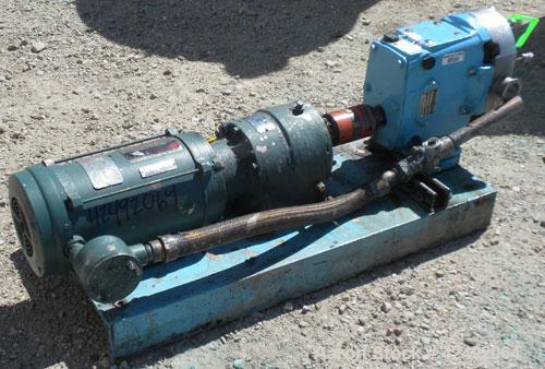 Used Waukesha Rotary Positive Displacement Pump, Model 030/U2, 316 Stainless Steel. Approximately 36 gallons per minute at 100 psi at 600 rpm capacity, (.06) gallon displacement per revolution. 1-1/2...