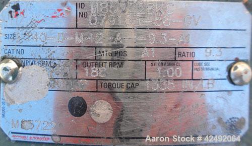Used Waukesha Rotary Positive Displacement Pump, Model 030/U2, 316 Stainless Steel. Approximately 36 gallons per minute at 100 psi at 600 rpm capacity, (.06) gallon displacement per revolution. 1-1/2...