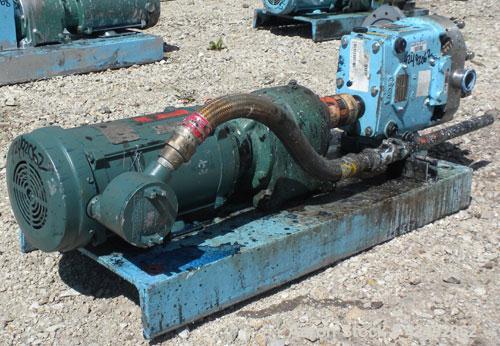 Used Waukesha Rotary Positive Displacement Pump, Model 030U2-AP, 316 Stainless Steel. Approximately 36 gallons per minute at 100 psi at 600 rpm capacity, .06 gallon displacement per revolution. 1-1/2...
