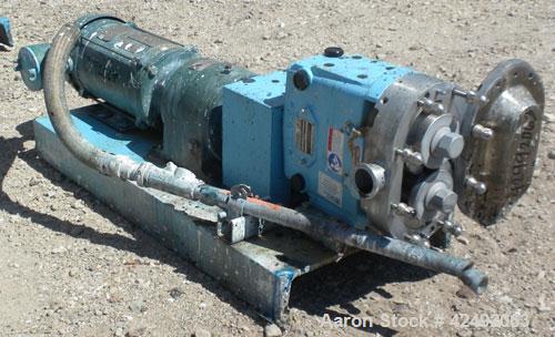 
.Used- Waukesha Rotary Positive Displacement Pump, Model 030U2-AP, 316 Stainless Steel. Approximately 36 gallons per minute at 100 psi at 600 rpm capacity, (.06) gallon displacement per revolution. ...