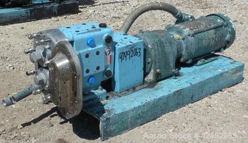 
.Used- Waukesha Rotary Positive Displacement Pump, Model 030U2-AP, 316 Stainless Steel. Approximately 36 gallons per minute at 100 psi at 600 rpm capacity, (.06) gallon displacement per revolution. ...