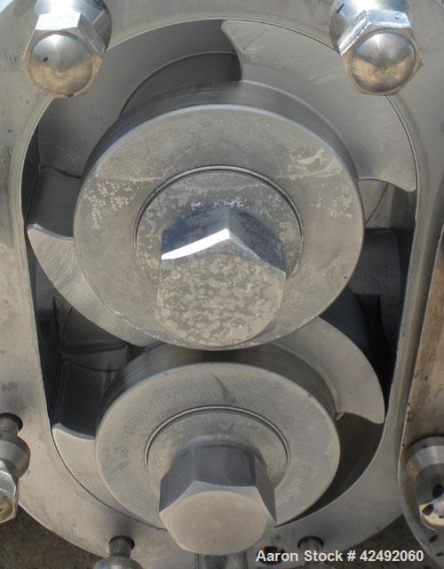 Used Waukesha Rotary Positive Displacement Pump, Model 030U2AP, 316 Stainless Steel. Approximately 36 gallons per minute at 100 psi at 600 rpm capacity, .06 gallon displacement per revolution. 1-1/2"...