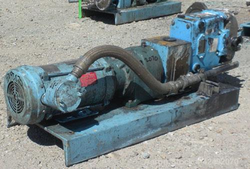 Used Waukesha Rotary Positive Displacement Pump, Model 030U2AP, 316 Stainless Steel. Approximately 36 gallons per minute at 100 psi at 600 rpm capacity, .06 gallon displacement per revolution. 1-1/2"...