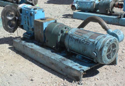 Used Waukesha Rotary Positive Displacement Pump, Model 030U2AP, 316 Stainless Steel. Approximately 36 gallons per minute at 100 psi at 600 rpm capacity, .06 gallon displacement per revolution. 1-1/2"...
