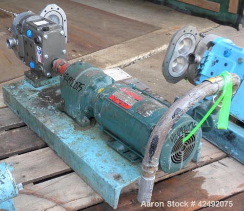 Used Waukesha Rotary Positive Displacement Pump, Model 030U2AP, 316 Stainless Steel. Approximately 36 gallons per minute at 100 psi at 600 rpm capacity, .06 gallon displacement per revolution. 1-1/2"...