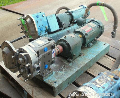 Used Waukesha Rotary Positive Displacement Pump, Model 030U2AP, 316 Stainless Steel. Approximately 36 gallons per minute at 100 psi at 600 rpm capacity, .06 gallon displacement per revolution. 1-1/2"...