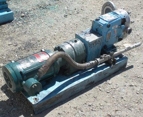 Used Waukesha Rotary Positive Displacement Pump, Model 030U2, 316 Stainless Steel. Approximately 36 gallons per minute at 100 psi at 600 rpm capacity, (.06) gallon displacement per revolution. 1-1/2"...