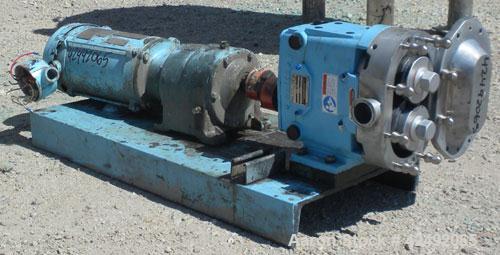 Used Waukesha Rotary Positive Displacement Pump, Model 030U2, 316 Stainless Steel. Approximately 36 gallons per minute at 100 psi at 600 rpm capacity, (.06) gallon displacement per revolution. 1-1/2"...