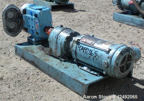 Used Waukesha Rotary Positive Displacement Pump, Model 030U2, 316 Stainless Steel. Approximately 36 gallons per minute at 100 psi at 600 rpm capacity, (.06) gallon displacement per revolution. 1-1/2"...