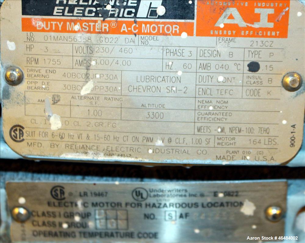 Used Waukesha Rotary Positive Displacement Pump, Model 030U2, 316 Stainless Steel. Approximately 36 gallons per minute at 250 psi maximum pressure at 600 rpm capacity, 0.060 gallon displacement per r...