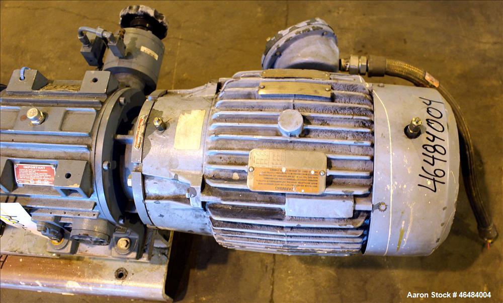 Used Waukesha Rotary Positive Displacement Pump, Model 030U2, 316 Stainless Steel. Approximately 36 gallons per minute at 250 psi maximum pressure at 600 rpm capacity, 0.060 gallon displacement per r...