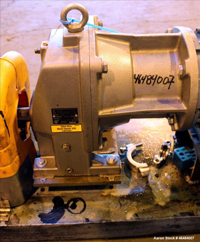 Used Waukesha Rotary Positive Displacement Pump, Model 030U2, 316 Stainless Steel. Approximately 36 gallons per minute at 250 psi maximum pressure at 600 rpm capacity, 0.060 gallon displacement per r...