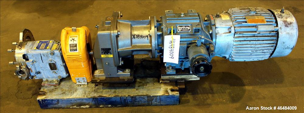 Used Waukesha Rotary Positive Displacement Pump, Model 030U2, 316 Stainless Steel. Approximately 36 gallons per minute at 250 psi maximum pressure at 600 rpm capacity, 0.060 gallon displacement per r...