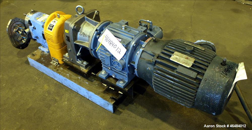 Used Waukesha Rotary Positive Displacement Pump, Model 030U2, 316 Stainless Steel. Approximately 36 gallons per minute at 250 psi maximum pressure at 600 rpm capacity, 0.060 gallon displacement per r...