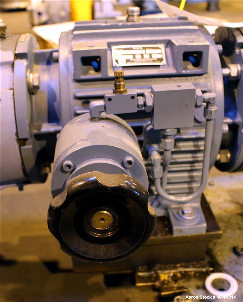 Used Waukesha Rotary Positive Displacement Pump, Model 030U2, 316 Stainless Steel. Approximately 36 gallons per minute at 250 psi maximum pressure at 600 rpm capacity, 0.060 gallon displacement per r...