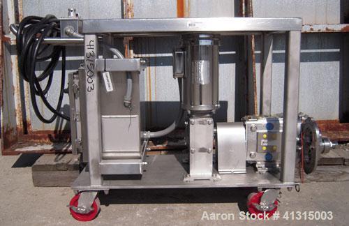 Used Waukesha Rotary Positive Displacement Pump, Model 030, 316 Stainless Steel. Approximately 36 gallons per minute at 100 psi at 600 rpm capacity, .06 gallon displacement per revolution. Stainless ...