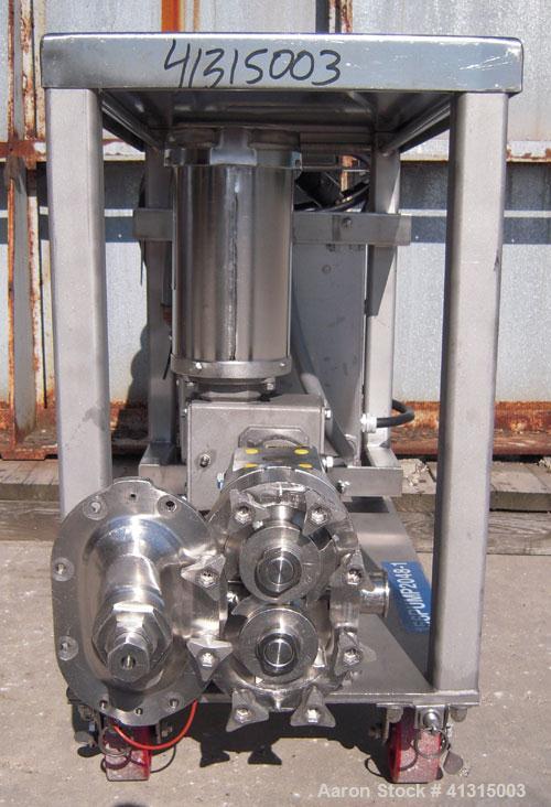 Used Waukesha Rotary Positive Displacement Pump, Model 030, 316 Stainless Steel. Approximately 36 gallons per minute at 100 psi at 600 rpm capacity, .06 gallon displacement per revolution. Stainless ...