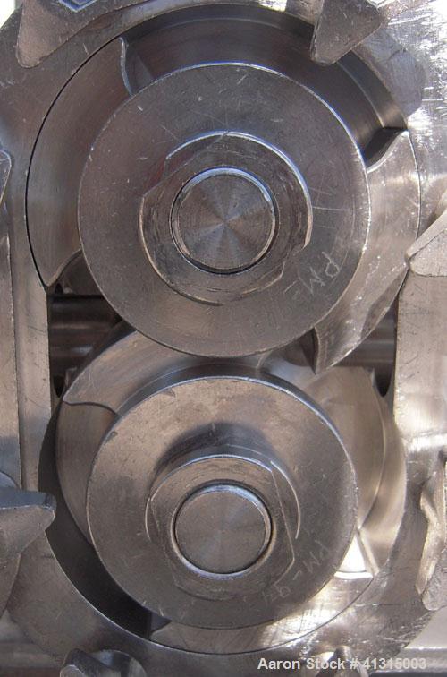 Used Waukesha Rotary Positive Displacement Pump, Model 030, 316 Stainless Steel. Approximately 36 gallons per minute at 100 psi at 600 rpm capacity, .06 gallon displacement per revolution. Stainless ...