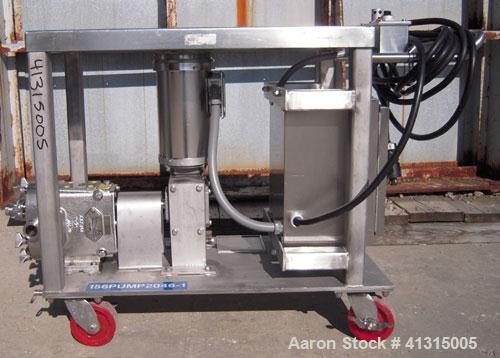 Used Waukesha Rotary Positive Displacement Pump, Model 030, 316 Stainless Steel. Approximately 36 gallons per minute at 100 psi at 600 rpm capacity, .06 gallon displacement per revolution. Stainless ...