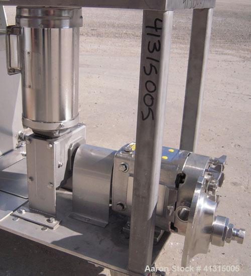 Used Waukesha Rotary Positive Displacement Pump, Model 030, 316 Stainless Steel. Approximately 36 gallons per minute at 100 psi at 600 rpm capacity, .06 gallon displacement per revolution. Stainless ...