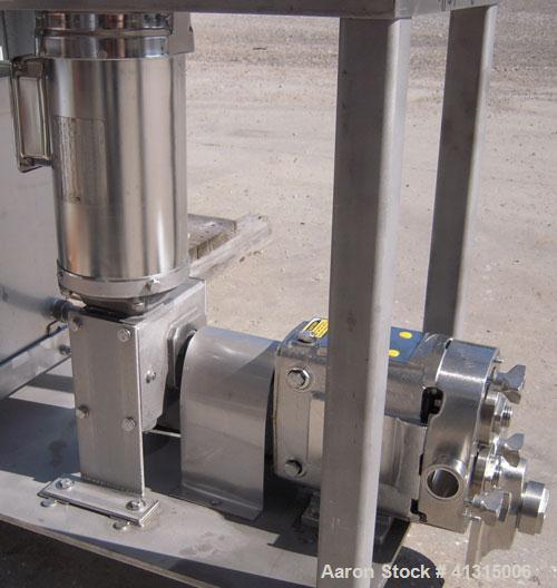 Used Waukesha Rotary Positive Displacement Pump, Model 030, 316 Stainless Steel. Approximately 36 gallons per minute at 100 psi at 600 rpm capacity, .06 gallon displacement per revolution. Stainless ...