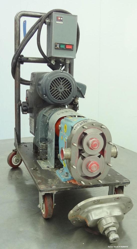 Used Waukesha Rotary Positive Displacement Pump, Model 030, 316 Stainless Steel. Approximately 36 gallons per minute at 100 psi at 600 rpm capacity, (.06) gallon displacement per revolution. 1-1/2" T...