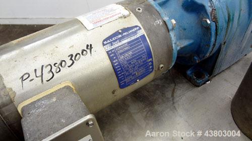 Used Waukesha Rectangular Flange Universal Rotary Positive Displacement Pump, Model 034, 316 Stainless Steel. Approximately 24 gallons per minute at 200 psi at 400 rpm, (0.060) gallon displacement pe...