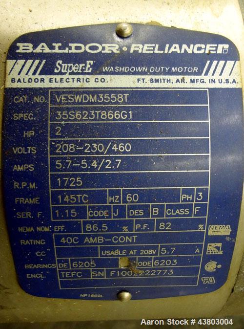 Used Waukesha Rectangular Flange Universal Rotary Positive Displacement Pump, Model 034, 316 Stainless Steel. Approximately 24 gallons per minute at 200 psi at 400 rpm, (0.060) gallon displacement pe...