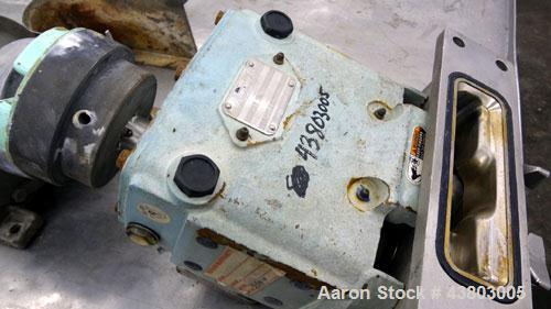 Used- Waukesha Rectangular Flange Universal Rotary Positive Displacement Pump, Model 034, 316 Stainless Steel. Approximately...