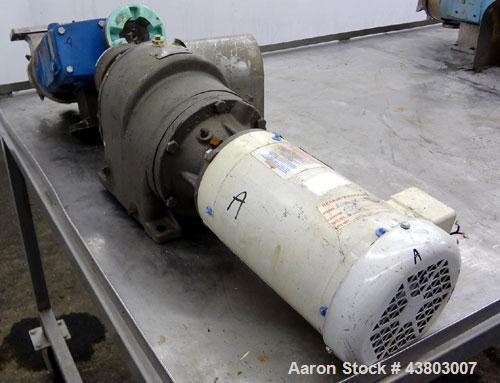Used Stainless Steel Waukesha Rectangular Flange Universal Rotary Positive Displacement Pump, Model 034