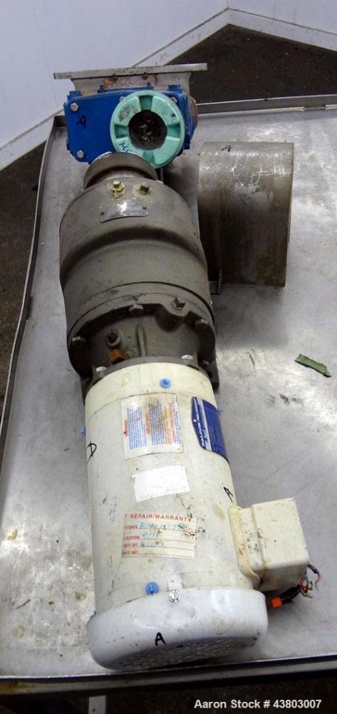 Used Stainless Steel Waukesha Rectangular Flange Universal Rotary Positive Displacement Pump, Model 034