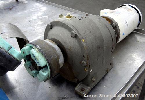 Used Stainless Steel Waukesha Rectangular Flange Universal Rotary Positive Displacement Pump, Model 034