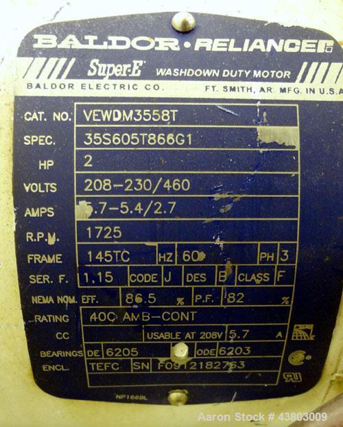 Used Waukesha Rectangular Flange Universal Rotary Positive Displacement Pump, Model 034, 316 Stainless Steel. Approximately 24 gallons per minute at 200 psi at 400 rpm, 0.060 gallon displacement per ...
